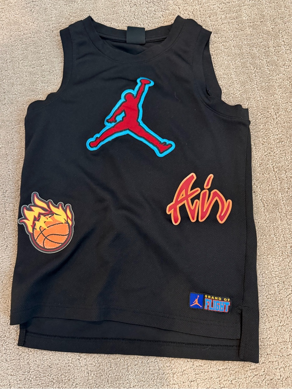 Jordan Black Sleeveless Kids Jersey with Red & Blue Jumpman